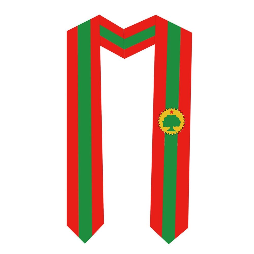 9514 Oromo Flag Graduation Sash Satin Scarf 72" Stole for Abroad Student